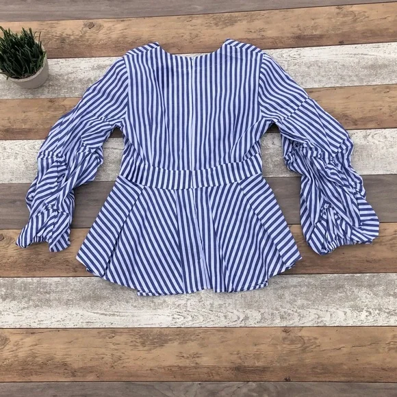 SOLD. Anthropologie Avec Les Filles Ruffle Sleeve Peplum Top - Picture 2 of 11